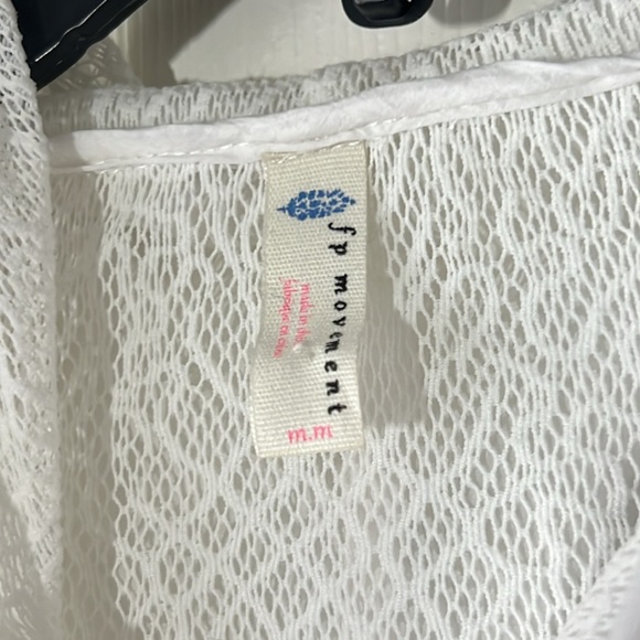 Free People FP Movement Lace Panel Retro Style Hooded Windbreaker White, Sz M - Picture 6 of 10